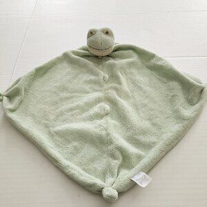 Angel Dear green frog plush lovey security blanket eyes open